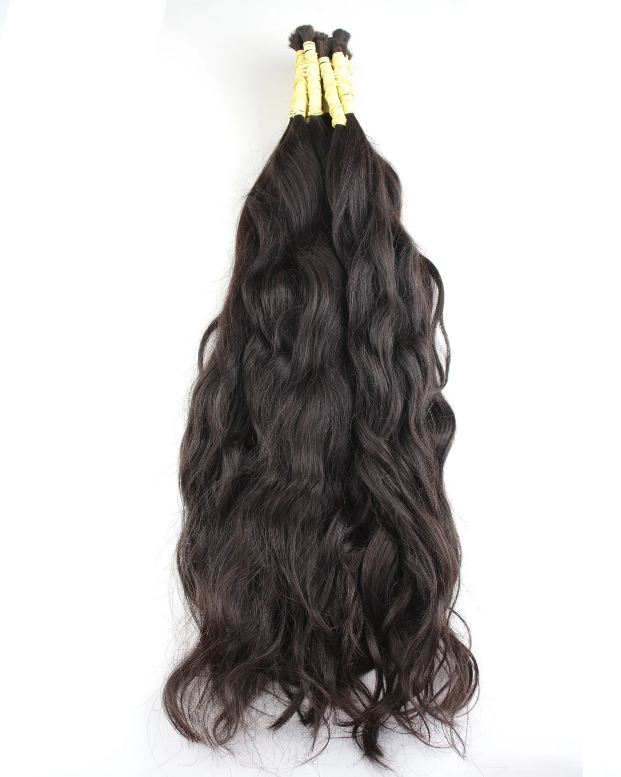 Cabelo Humano Castanho Natural Ondulado 60/65 cm 100 gramas